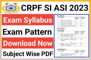 CRPF SI ASI Syllabus 2023